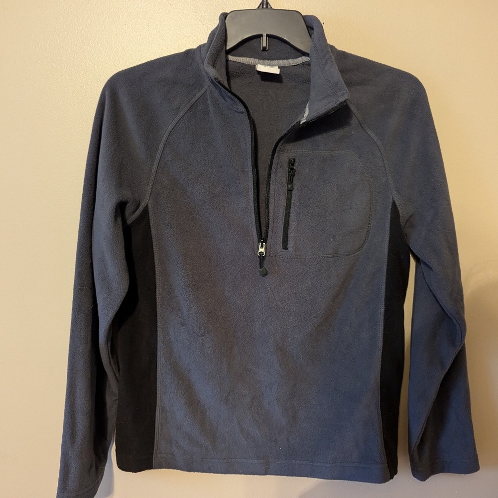 Starter 1/4 Zip Dark Gray & Black Long Sleeved Fleece Jacket Men's Sz S (34-36)